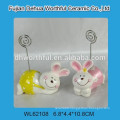 Handpainting Easter bunny pattern ceramic bunny name card holder